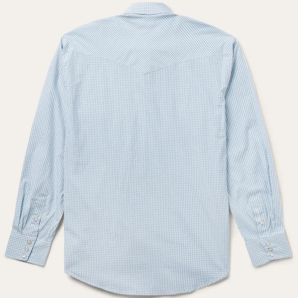 Sale Stetson Two Stripe Check Western Shirt Blue