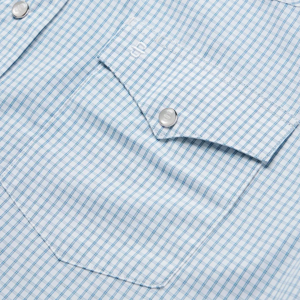 Sale Stetson Two Stripe Check Western Shirt Blue