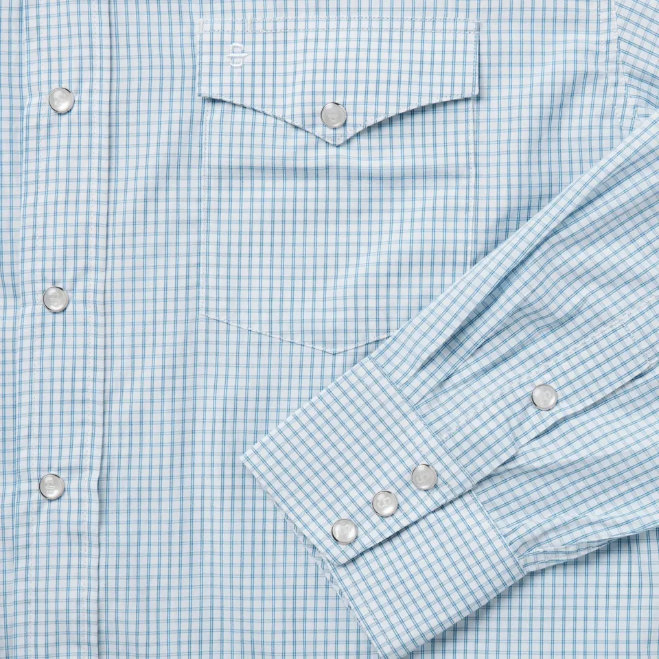 Sale Stetson Two Stripe Check Western Shirt Blue