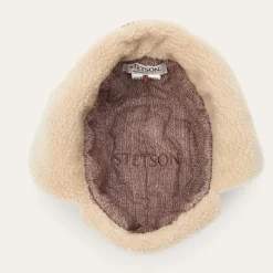 Sale Stetson Bomber Cap Calf Split Brown