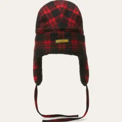 Hot Stetson Bomber Cap Shadow Plaid Red/Black Check
