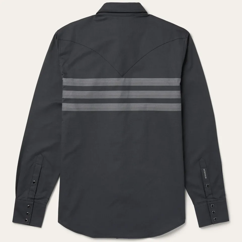 Sale Stetson Border Stripe Twill Western Shirt Black