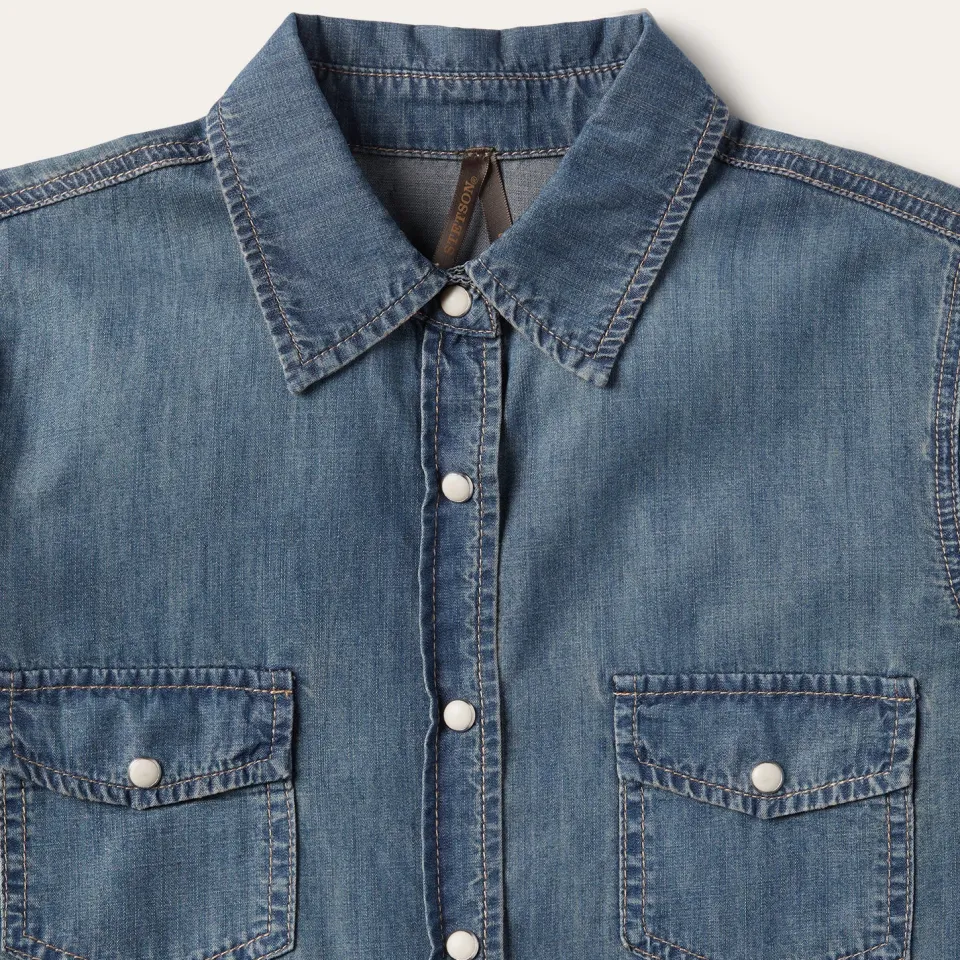 Hot Stetson Boyfriend Fit Denim Shirt Blue
