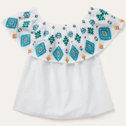 Sale Stetson Bright Schiffli Embroidered Cotton Lawn Top White