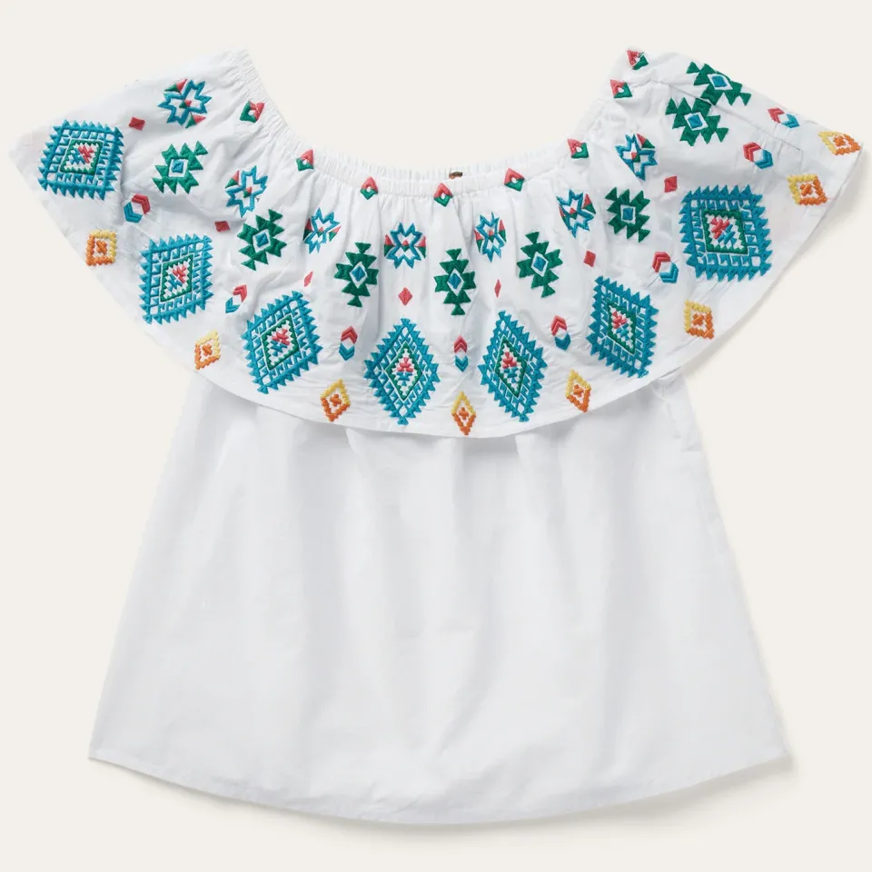 Sale Stetson Bright Schiffli Embroidered Cotton Lawn Top White