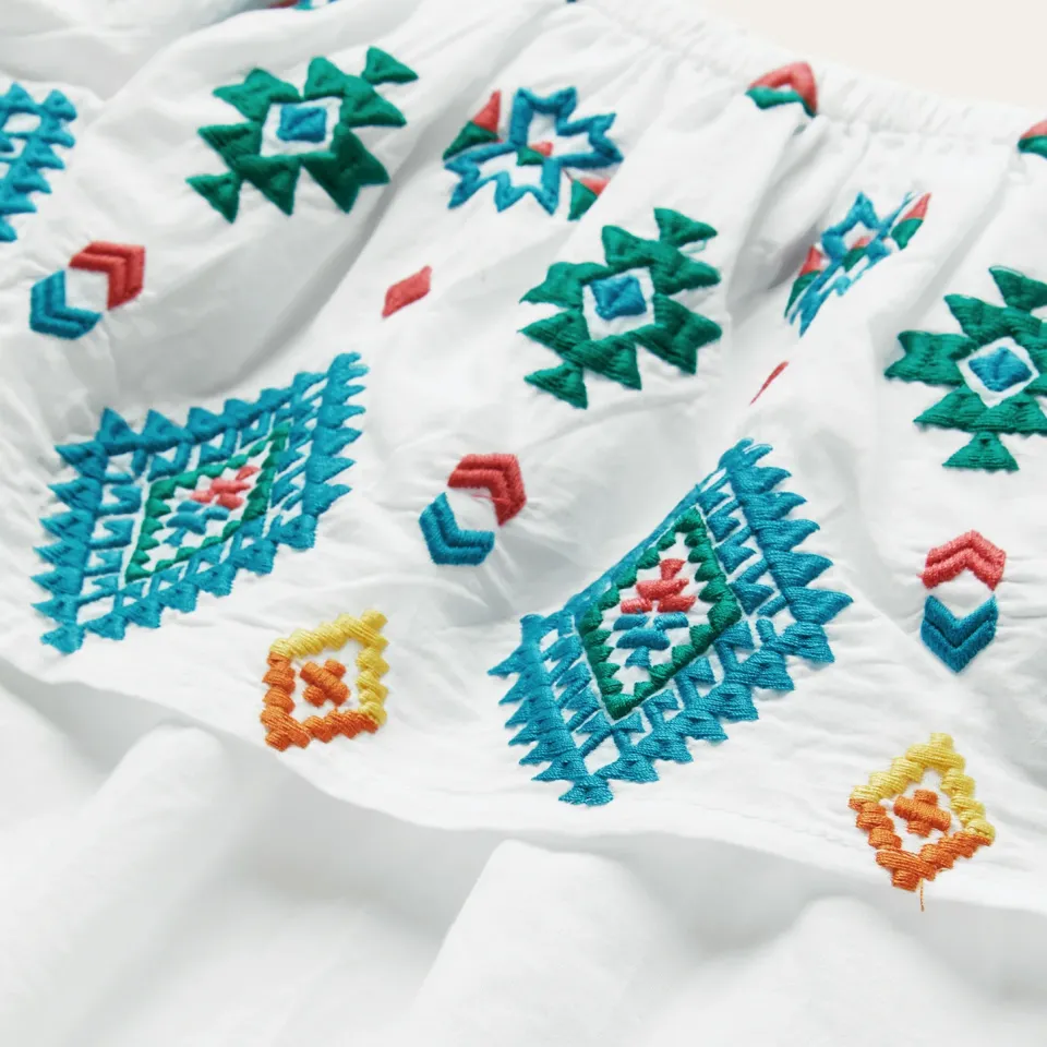 Sale Stetson Bright Schiffli Embroidered Cotton Lawn Top White
