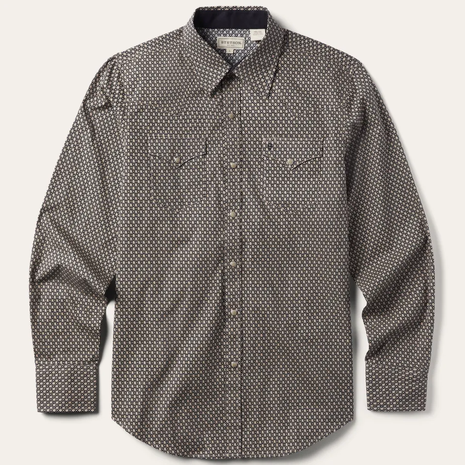 Sale Stetson Diamond Print Western Shirt Brown