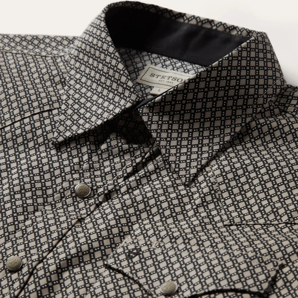 Sale Stetson Diamond Print Western Shirt Brown