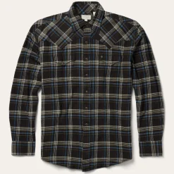 Sale Stetson Plaid Flannel Western Shirt Brown