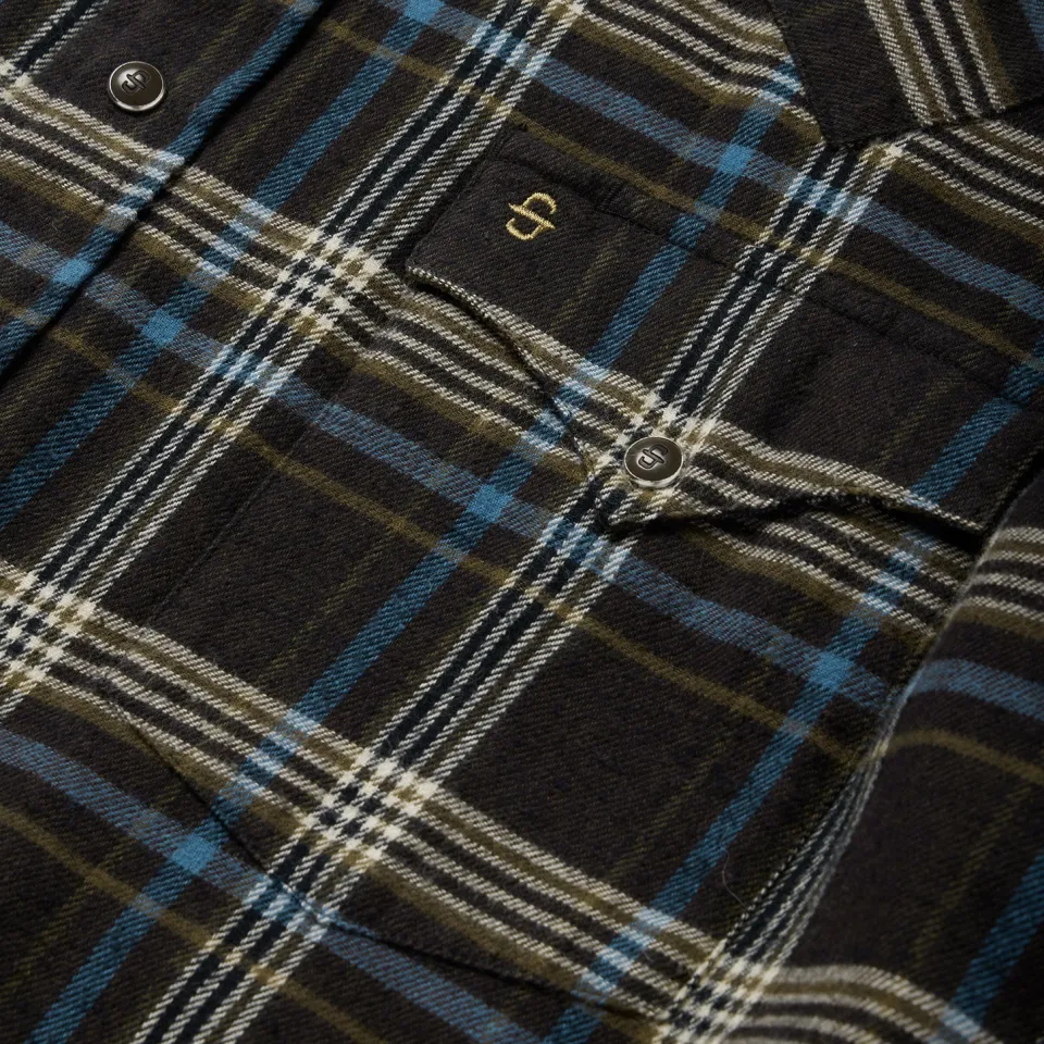 Hot Stetson Plaid Flannel Western Shirt Brown