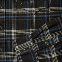 Hot Stetson Plaid Flannel Western Shirt Brown