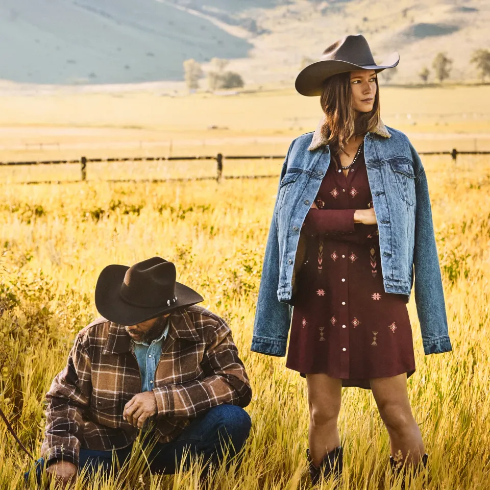 Hot Stetson Plaid Western Coat Brown