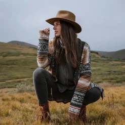 Stetson Serape Belted Cardigan Brown