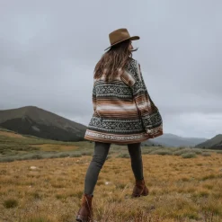 Stetson Serape Belted Cardigan Brown