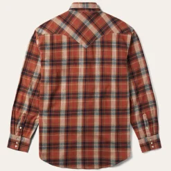 Hot Stetson Brushed Twill Plaid Shirt Orange