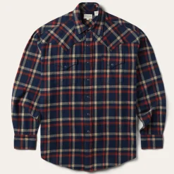 Discount Stetson Brushed Twill Plaid Shirt Blue