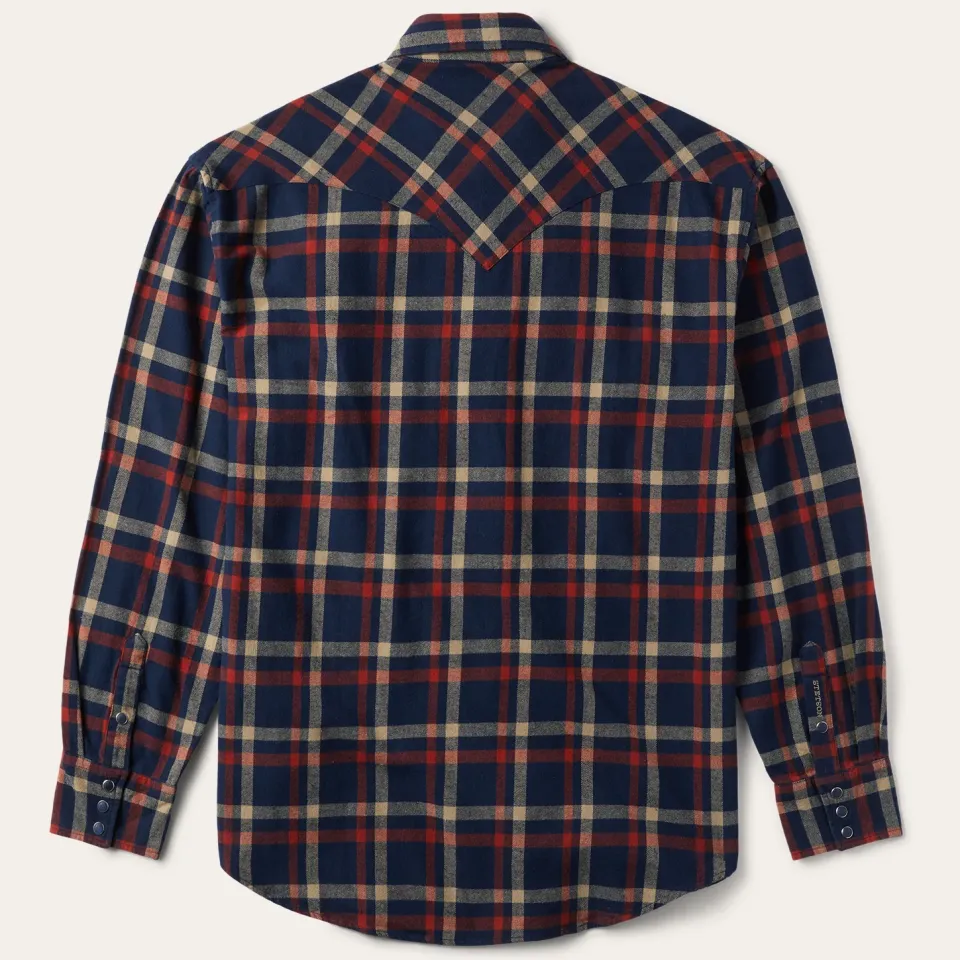 Discount Stetson Brushed Twill Plaid Shirt Blue