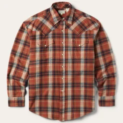 Outlet Stetson Brushed Twill Plaid Shirt Orange