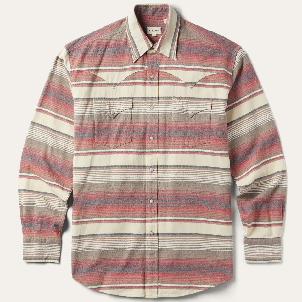 Online Stetson Brushed Twill Striped Shirt Red