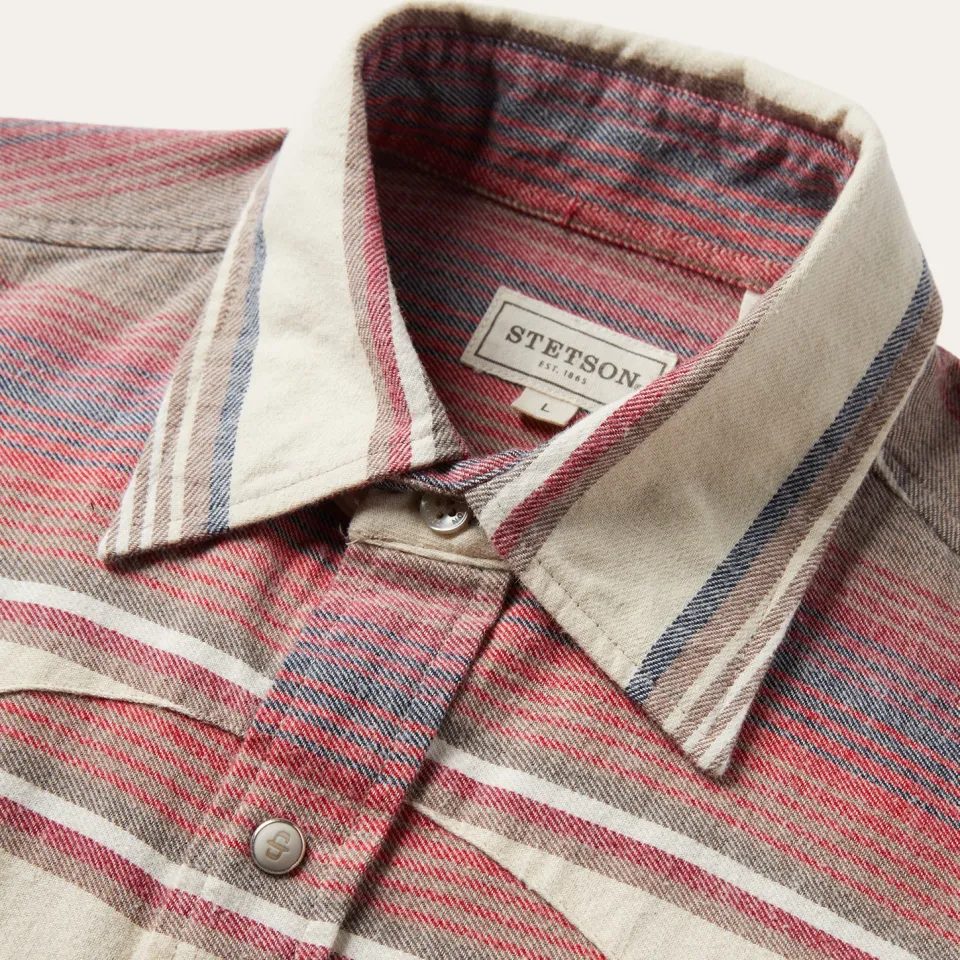 Online Stetson Brushed Twill Striped Shirt Red