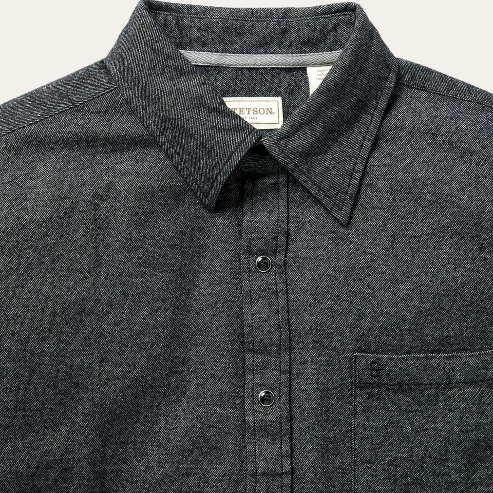 Clearance Stetson Brushed Twill Western Shirt Black