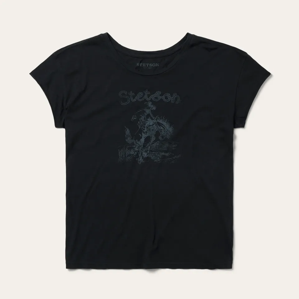 Clearance Stetson Bucking Cowboy Graphic Tee Black
