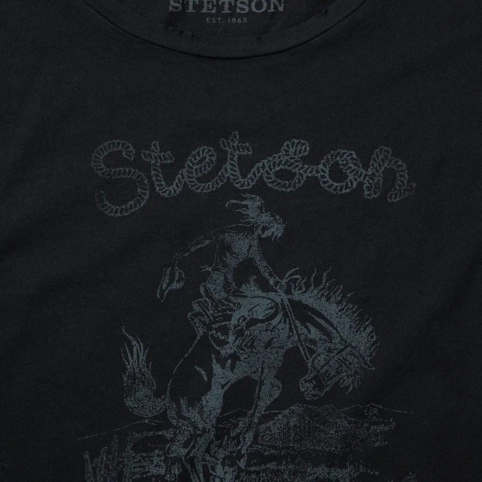 Clearance Stetson Bucking Cowboy Graphic Tee Black