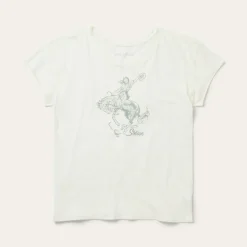 Sale Stetson Bucking Cowgirl Graphic Tee White