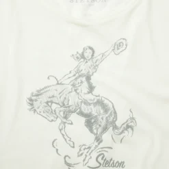 Sale Stetson Bucking Cowgirl Graphic Tee White