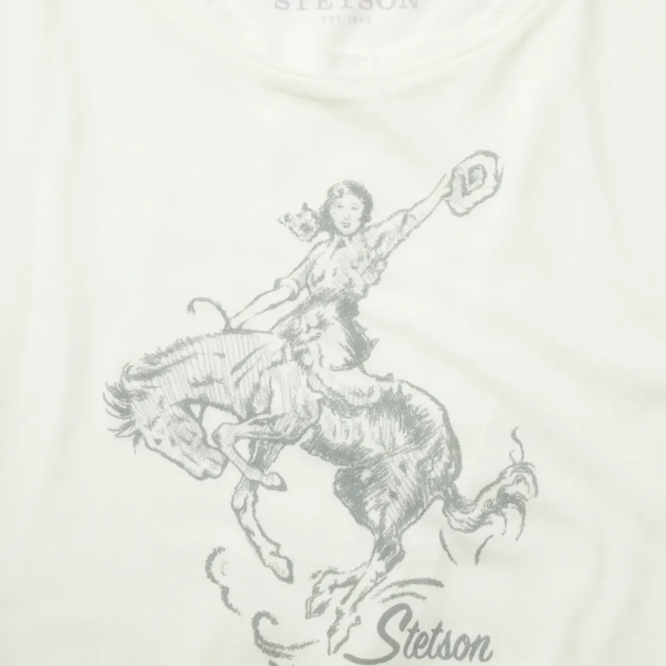 Sale Stetson Bucking Cowgirl Graphic Tee White