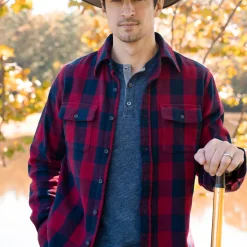 Outlet Stetson Buffalo Check Twill Shirt Red