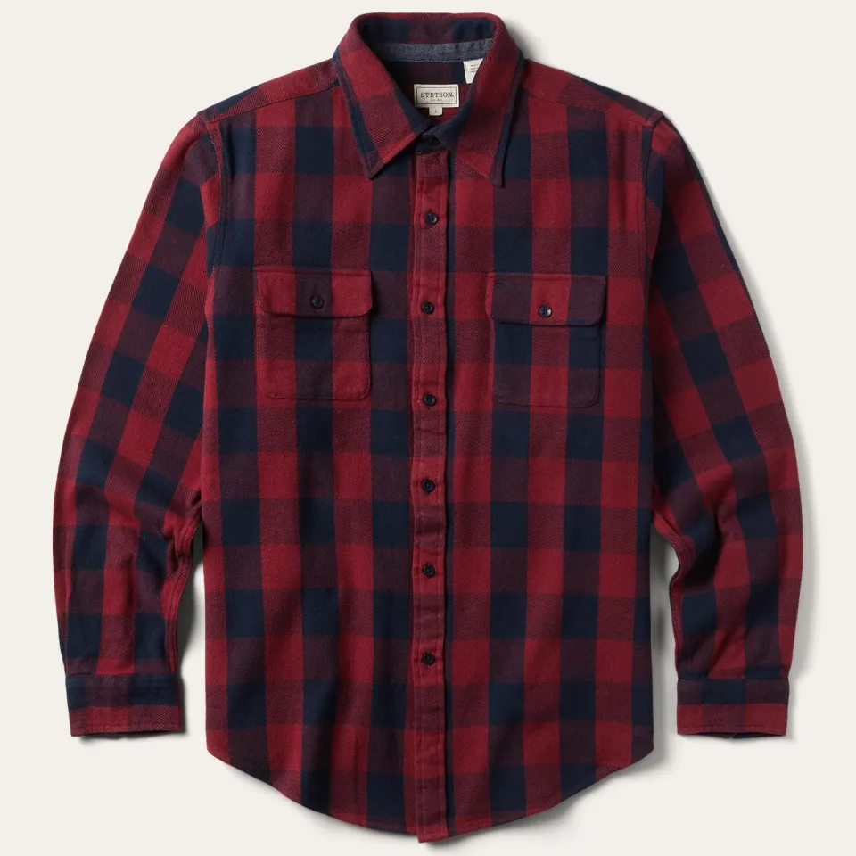 Clearance Stetson Buffalo Check Twill Shirt Red