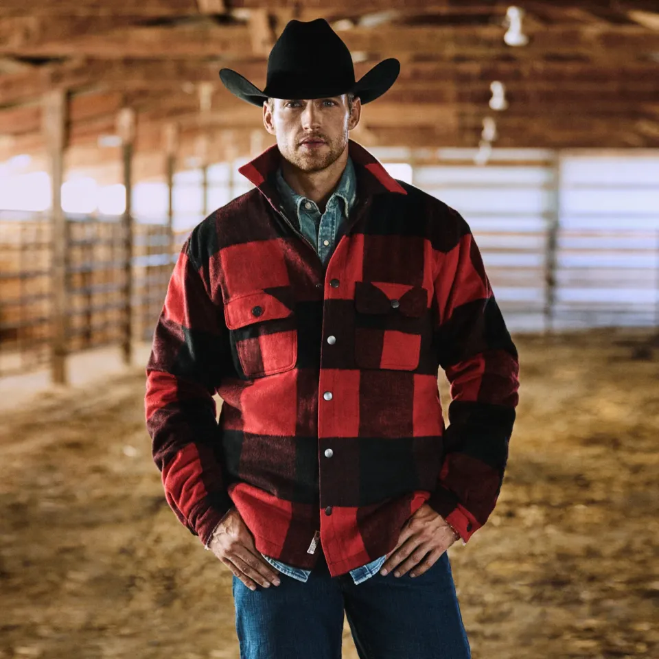 New Stetson Buffalo Plaid Western Coat Red