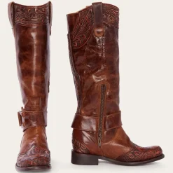 Clearance Stetson Burnished Cognac Paisley Side Zip Cowboy Boot Tan