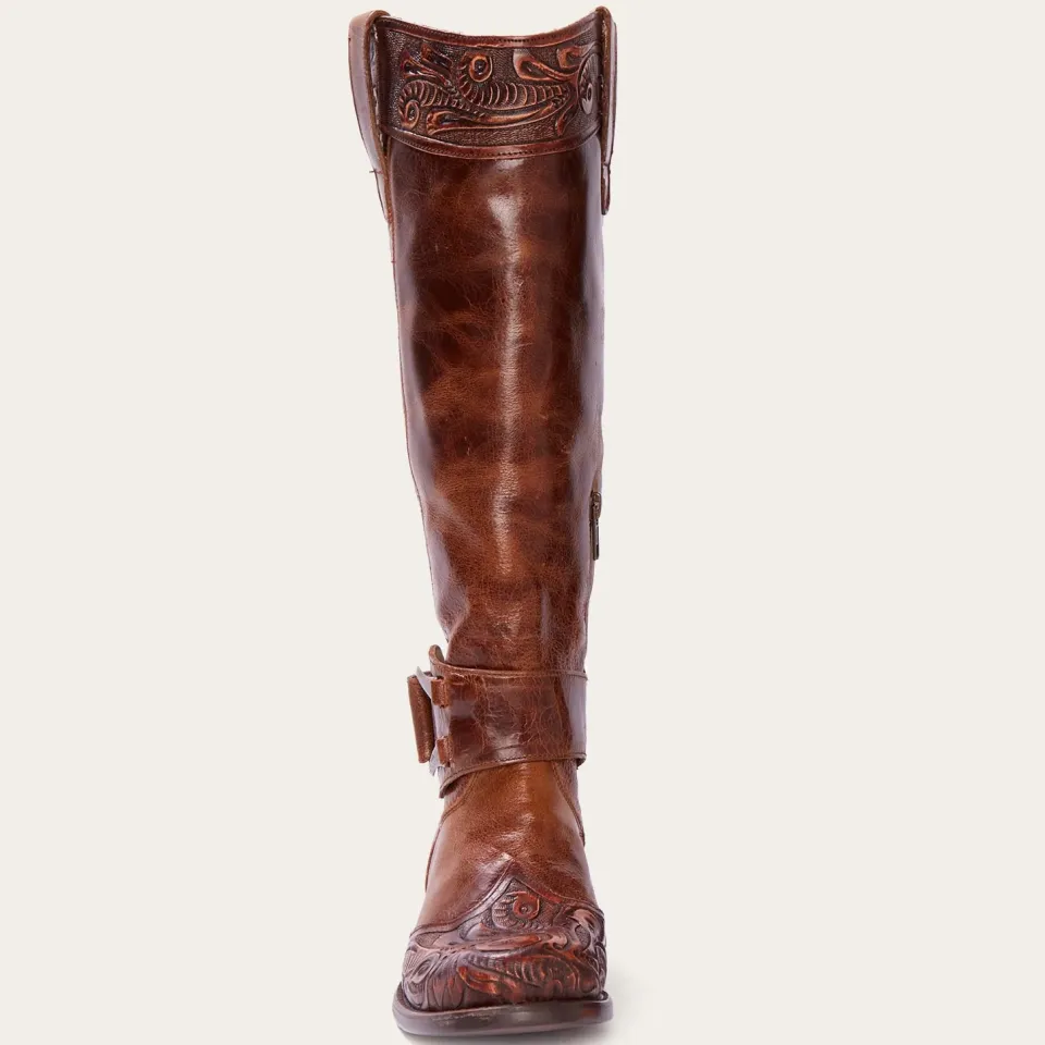 Clearance Stetson Burnished Cognac Paisley Side Zip Cowboy Boot Tan
