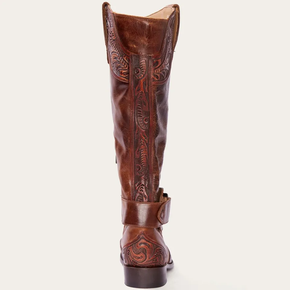 Clearance Stetson Burnished Cognac Paisley Side Zip Cowboy Boot Tan
