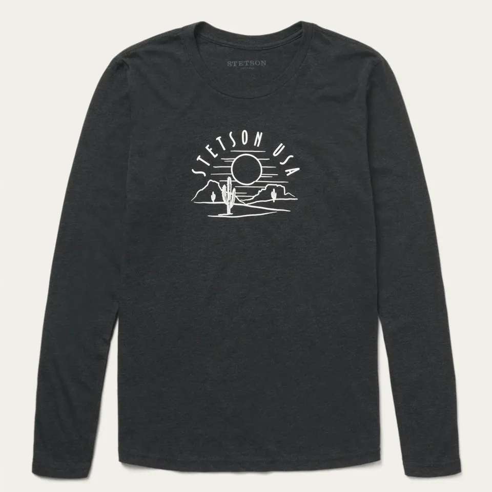 Stetson Cactus And Sunset Graphic Tee Black