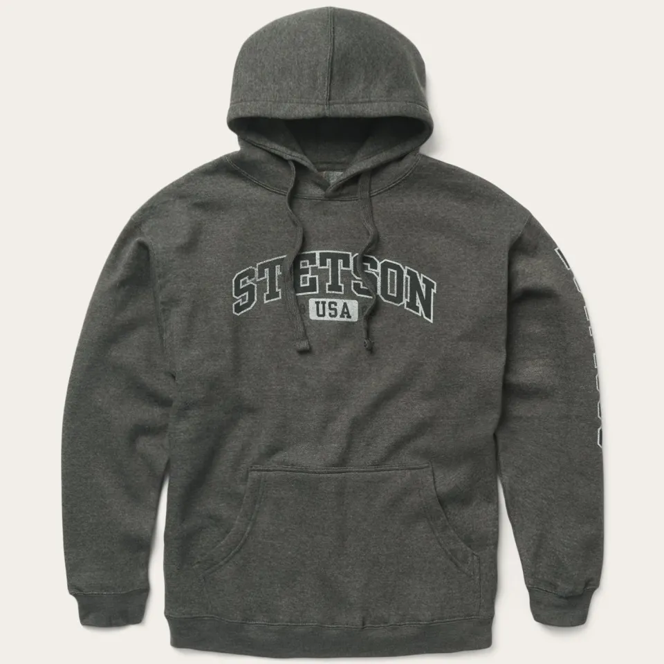 Hot Stetson Charcoal Heather Fleece Hooded Sweatshirt Grey