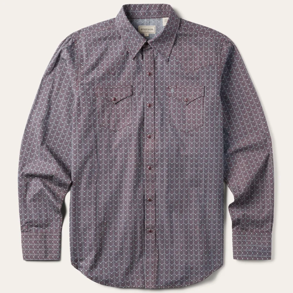 Best Stetson Chevron Grid Shirt Brown