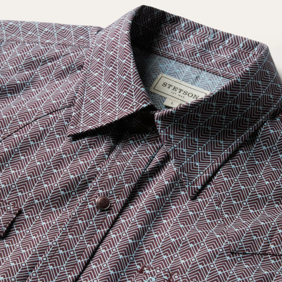 Sale Stetson Chevron Grid Shirt Brown
