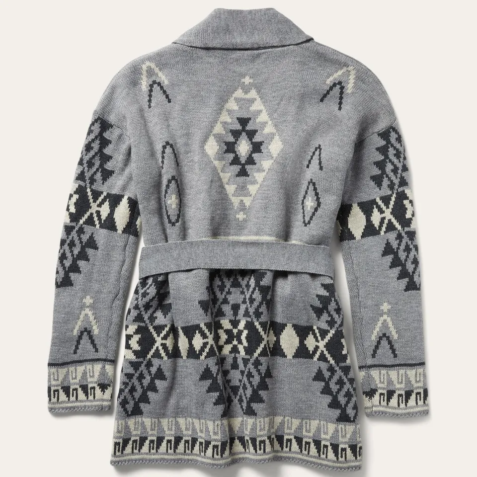 Stetson Chunky Knit Tie Sweater in Grey