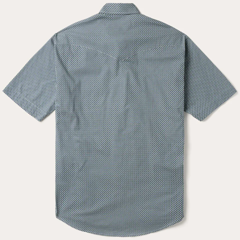 Clearance Stetson Circle Diamond Print Short Sleeve Western Shirt Green