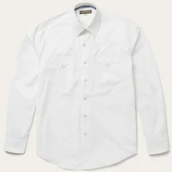 Hot Stetson Classic Solid Snap Poplin Shirt In Optic White