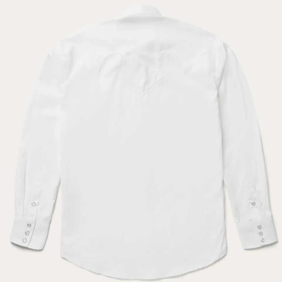 Hot Stetson Classic Solid Snap Poplin Shirt In Optic White