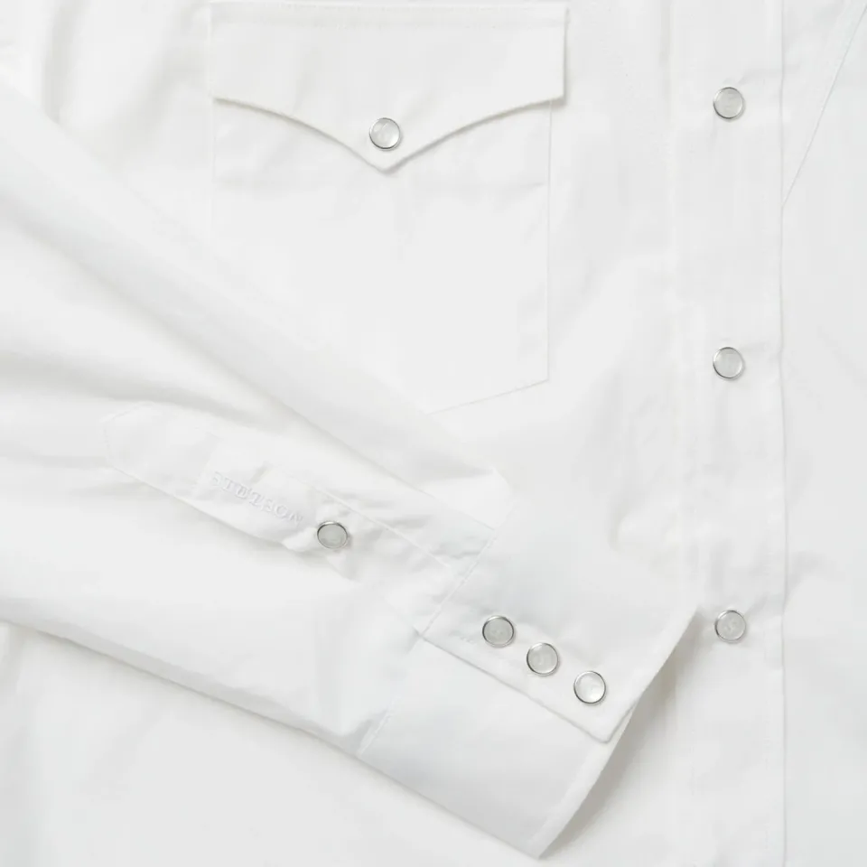 Hot Stetson Classic Solid Snap Poplin Shirt In Optic White