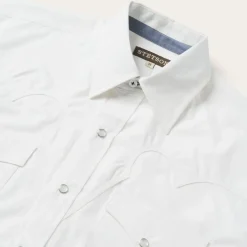 Clearance Stetson Classic Solid Snap Poplin Shirt In Optic White