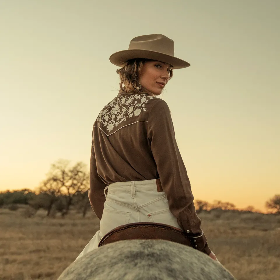 Discount Stetson Classic Western Snap Blouse Brown