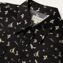 Sale Stetson Conversation Print Western Shirt Black