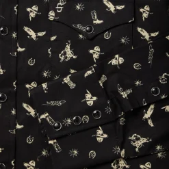 Sale Stetson Conversation Print Western Shirt Black