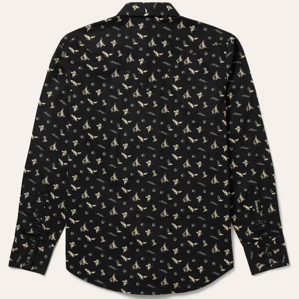 Outlet Stetson Conversation Print Western Shirt Black